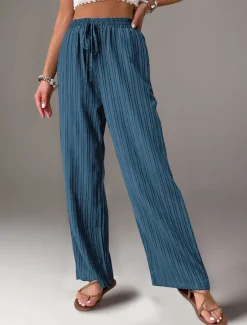 Women's Pants Trousers Fashion Long Plain Side Pockets Elastic Drawstring Design Breathability Comfortable Micro-elastic Casual Daily Black Blue Brown Green Spring & Summer Regular Fit Women Pants