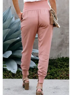 Clearance Women's Pants Trousers Jogging Pants Fashion Ankle-Length Plain Side Pockets Breathability Comfortable Micro-elastic Casual Daily Black Pink Navy Blue Green Spring & Summer Regular Fit Women Pants