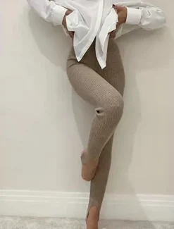 Best Women's Pants Trousers Leggings Fashion Streetwear Full Length High Waist Plain Elastic Waist Breathability Outdoor Comfortable Micro-elastic Vacation Daily Daily Wear Apricot Grey Black Khaki Summer Women Leggings