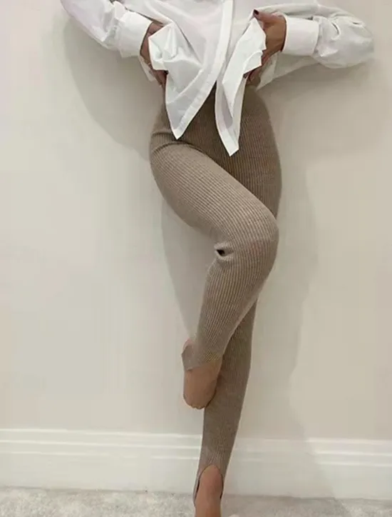 Best Women's Pants Trousers Leggings Fashion Streetwear Full Length High Waist Plain Elastic Waist Breathability Outdoor Comfortable Micro-elastic Vacation Daily Daily Wear Apricot Grey Black Khaki Summer Women Leggings
