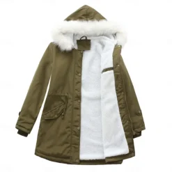 Clearance Women's Parka Jacket Hiking Windbreaker Hiking Fleece Jacket Winter Outdoor Thermal Warm Fleece Lining Windproof Winter Jacket Full Length Visible Zipper Fishing Camping / Hiking / Caving Traveling Women Puffers & Parka