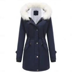 Clearance Women's Parka Jacket Hiking Windbreaker Hiking Fleece Jacket Winter Outdoor Thermal Warm Fleece Lining Windproof Winter Jacket Full Length Visible Zipper Fishing Camping / Hiking / Caving Traveling Women Puffers & Parka