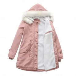 Clearance Women's Parka Jacket Hiking Windbreaker Hiking Fleece Jacket Winter Outdoor Thermal Warm Fleece Lining Windproof Winter Jacket Full Length Visible Zipper Fishing Camping / Hiking / Caving Traveling Women Puffers & Parka