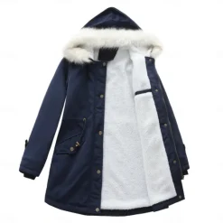 Clearance Women's Parka Jacket Hiking Windbreaker Hiking Fleece Jacket Winter Outdoor Thermal Warm Fleece Lining Windproof Winter Jacket Full Length Visible Zipper Fishing Camping / Hiking / Caving Traveling Women Puffers & Parka