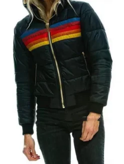 New Women's Parka Outdoor Street Daily Fall Winter Regular Coat Regular Fit Windproof Warm Comtemporary Stylish Casual Jacket Long Sleeve Color Block Stripes with Pockets Full Zip Lake blue Black Dark Women Puffers & Parka
