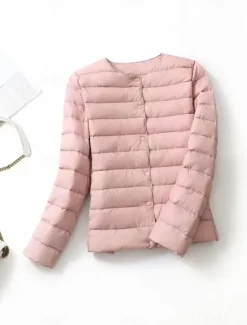 Online Women's Parka Warm Breathable Buttons Pocket Fashion Modern Casual Minimalism Solid Color Outdoor Street Daily Going out Single Breasted Regular Crewneck Regular Fit Long Sleeve Outerwear Wine Red Women Puffers & Parka