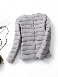 Online Women's Parka Warm Breathable Buttons Pocket Fashion Modern Casual Minimalism Solid Color Outdoor Street Daily Going out Single Breasted Regular Crewneck Regular Fit Long Sleeve Outerwear Wine Red Women Puffers & Parka