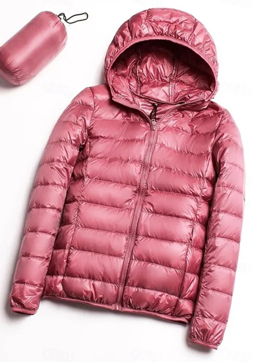 Clearance Women's Parka Warm Breathable Zipper Pocket Modern Outdoor Casual Minimalism Plain Street Daily Going out Walking Zipper Hoodie Regular Fit Long Sleeve Outerwear Navy Black Pink Fall Winter Women Puffers & Parka