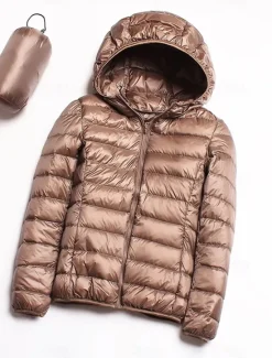 Clearance Women's Parka Warm Breathable Zipper Pocket Modern Outdoor Casual Minimalism Plain Street Daily Going out Walking Zipper Hoodie Regular Fit Long Sleeve Outerwear Navy Black Pink Fall Winter Women Puffers & Parka