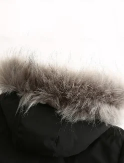 Outlet Women's Parka Warm Breathable Zipper Pocket Fur Collar Fleece Lined Casual Plain Vacation Street Daily Wear Going out Zipper Regular Hoodie Regular Fit Long Sleeve Outerwear Black Pink Red Fall Winter Women Puffers & Parka
