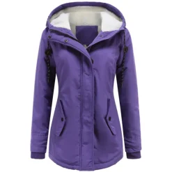 Sale Women's Parka Waterproof Puffer Jacket Thermal Warm Heated Coat Fleece Lined Winter Coat Windproof Outdoor Zip up Hooded Coat Sports Hiking Jacket Purple Pink Women Women's Jacket