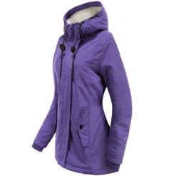 Sale Women's Parka Waterproof Puffer Jacket Thermal Warm Heated Coat Fleece Lined Winter Coat Windproof Outdoor Zip up Hooded Coat Sports Hiking Jacket Purple Pink Women Women's Jacket