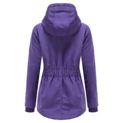 Sale Women's Parka Waterproof Puffer Jacket Thermal Warm Heated Coat Fleece Lined Winter Coat Windproof Outdoor Zip up Hooded Coat Sports Hiking Jacket Purple Pink Women Women's Jacket