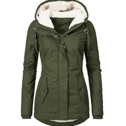 Sale Women's Parka Waterproof Puffer Jacket Thermal Warm Heated Coat Fleece Lined Winter Coat Windproof Outdoor Zip up Hooded Coat Sports Hiking Jacket Purple Pink Women Women's Jacket