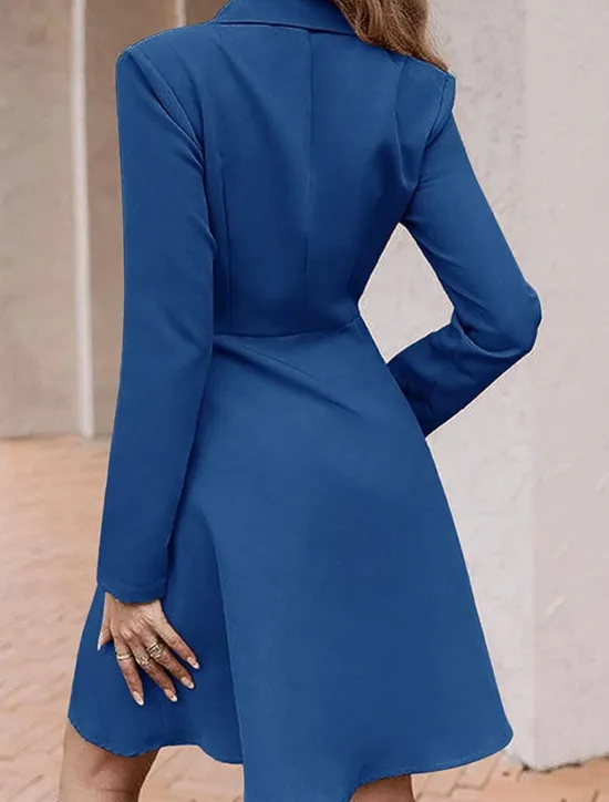 Outlet Women's Party Dress Cocktail Dress Work Dress Button Shirt Collar Long Sleeve Midi Dress Winter Dress Office Formal Black Blue Fall Winter Women Work Dresses