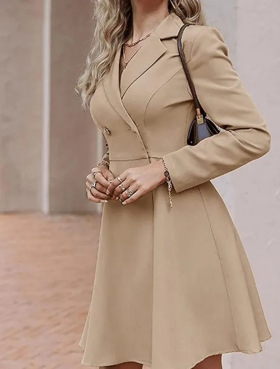Outlet Women's Party Dress Cocktail Dress Work Dress Button Shirt Collar Long Sleeve Midi Dress Winter Dress Office Formal Black Blue Fall Winter Women Work Dresses