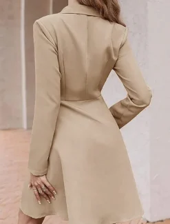 Outlet Women's Party Dress Cocktail Dress Work Dress Button Shirt Collar Long Sleeve Midi Dress Winter Dress Office Formal Black Blue Fall Winter Women Work Dresses