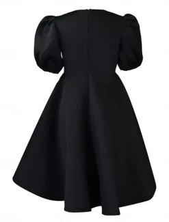 Hot Women's Party Dress Homecoming Dress Cocktail Dress Ruched Crew Neck Short Sleeve Midi Dress Wedding Guest Birthday Black White Summer Spring Women Cocktail Dress