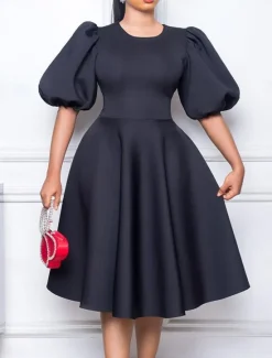Hot Women's Party Dress Homecoming Dress Cocktail Dress Ruched Crew Neck Short Sleeve Midi Dress Wedding Guest Birthday Black White Summer Spring Women Cocktail Dress
