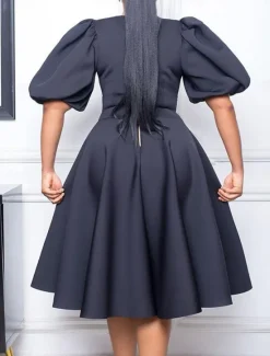 Hot Women's Party Dress Homecoming Dress Cocktail Dress Ruched Crew Neck Short Sleeve Midi Dress Wedding Guest Birthday Black White Summer Spring Women Cocktail Dress