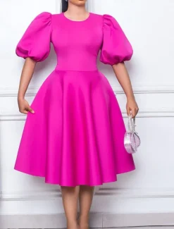 Hot Women's Party Dress Homecoming Dress Cocktail Dress Ruched Crew Neck Short Sleeve Midi Dress Wedding Guest Birthday Black White Summer Spring Women Cocktail Dress