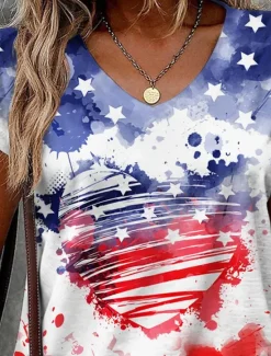 Sale Women's Patriotic Camisole Tank Top Graphic Flag Stylish Casual Sleeveless V Neck Regular Tops Daily Print Summer Spring Women Independence Day Top
