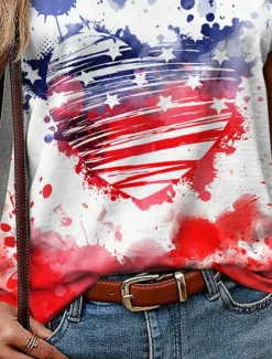 Sale Women's Patriotic Camisole Tank Top Graphic Flag Stylish Casual Sleeveless V Neck Regular Tops Daily Print Summer Spring Women Independence Day Top