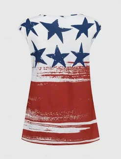 Online Women's Patriotic Camisole Tank Top Graphic Flag Stylish Casual Sleeveless V Neck Regular Tops Daily Print Summer Women Independence Day Top