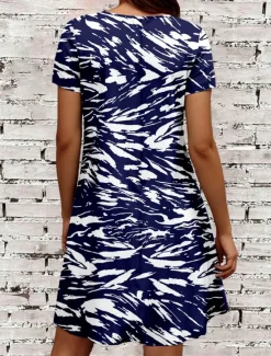 Women's Patriotic Dress Mini Dress Casual Dress T Shirt Dress A Line Dress Stylish Casual Regular Fit Graphic Flag Red White And Blue Short Sleeve Crew Neck Women Independence Day Dress