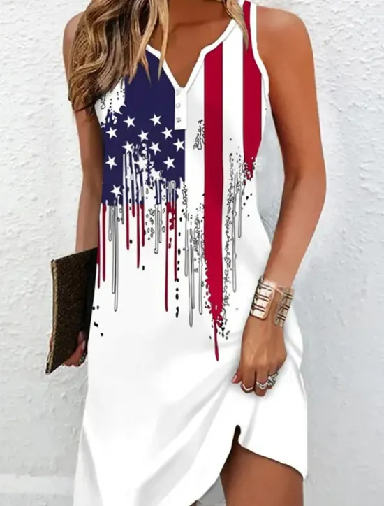 Best Women's Patriotic Dress Mini Dress Petite Dress T Shirt Dress Tee Dress Sundress Summer Dress Active Fashion Streetwear Outdoor Vacation Street Regular Fit Flag Women Independence Day Dress