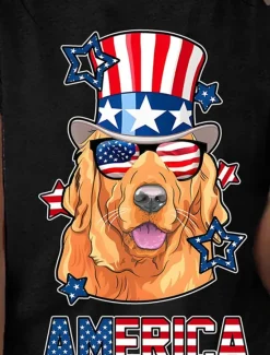Women's Patriotic T Shirt Graphic Flag Vintage Stylish Casual Short Sleeve Crew Neck Regular Tops Daily Print Black White Blue Light Blue Summer Spring Women Independence Day Top