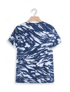 Women's Patriotic T Shirt USA National Flag Fashion Red White And Blue Short Sleeve Crew Neck Regular Tops Daily Weekend Print Summer Women Independence Day Top