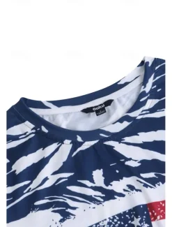 Women's Patriotic T Shirt USA National Flag Fashion Red White And Blue Short Sleeve Crew Neck Regular Tops Daily Weekend Print Summer Women Independence Day Top