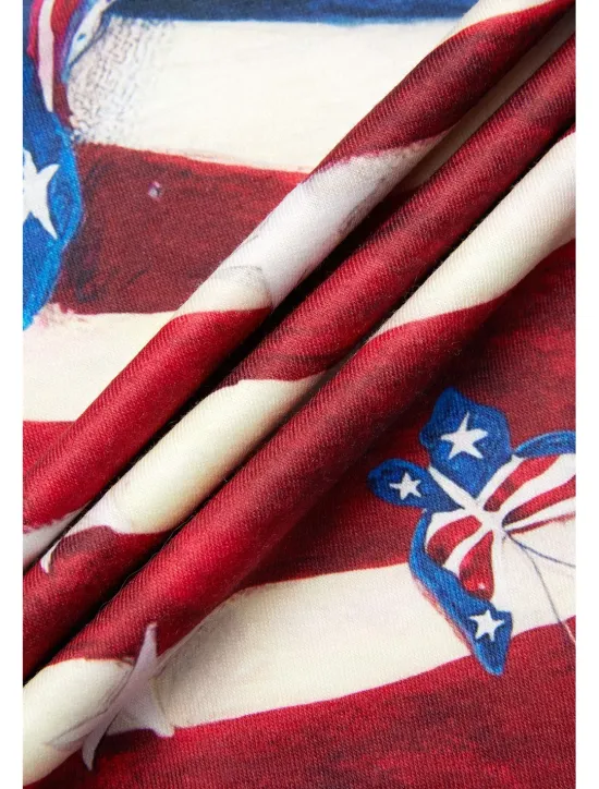 Best Women's Patriotic T Shirt American Flag Stylish Casual Red White And Red White And Short Sleeve V Neck Regular Tops Print Summer Women T-Shirts|Independence Day Top
