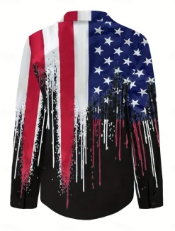 Women's Patriotic Shirt Graphic Flag Casual White And Blue Regular Tops Work Daily s Print Spring Fall Winter Women Independence Day Top