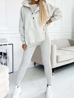 Hot Women's 3pcs Loungewear Set Coordinated Hoodie with Shoulder Cut-Out and Joggers Pink Casual Sporty Outfit Elastic Fashionable Spring Autumn Women Two Piece Sets