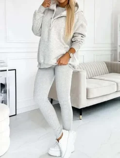 Hot Women's 3pcs Loungewear Set Coordinated Hoodie with Shoulder Cut-Out and Joggers Pink Casual Sporty Outfit Elastic Fashionable Spring Autumn Women Two Piece Sets