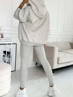 Hot Women's 3pcs Loungewear Set Coordinated Hoodie with Shoulder Cut-Out and Joggers Pink Casual Sporty Outfit Elastic Fashionable Spring Autumn Women Two Piece Sets