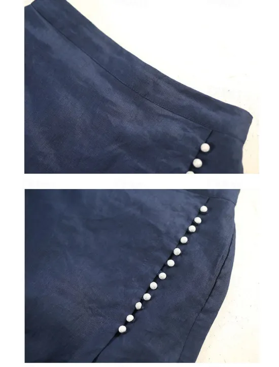 Online Women's Pencil Long Skirt Linen Skirts Fashion Streetwear Basic Casual Midi Skirts Solid Colored Split Ripped Asymmetric Hem Office / Career Street White Blue Brown Summer Linen Cotton And Linen Women Skirts