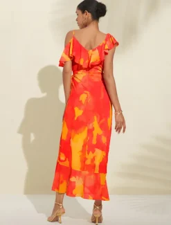 Clearance Women's Peplum Dresses Wedding Guest Midi Dress Purple Short Sleeve Blooming Ruffle Front Tie Spring & Summer Asymmetrical Romantic S M L Women Vacation Dresses|Chiffon Dresses