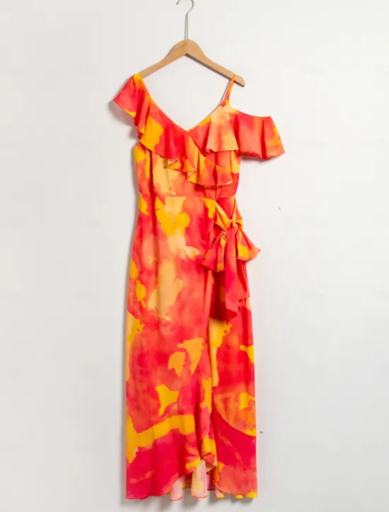 Clearance Women's Peplum Dresses Wedding Guest Midi Dress Purple Short Sleeve Blooming Ruffle Front Tie Spring & Summer Asymmetrical Romantic S M L Women Vacation Dresses|Chiffon Dresses