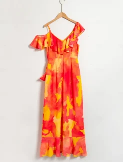 Clearance Women's Peplum Dresses Wedding Guest Midi Dress Purple Short Sleeve Blooming Ruffle Front Tie Spring & Summer Asymmetrical Romantic S M L Women Vacation Dresses|Chiffon Dresses