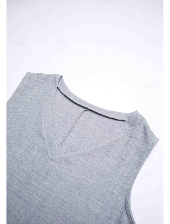 Discount Women's Pink Blue khaki Summer Spring Maxi long Dress Maxi Dress Cotton Linen Dresses Casual Dress Sundress Basic Modern Daily Weekend Loose Fit Plain V Neck Women Dresses
