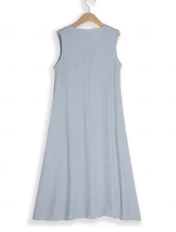 Discount Women's Pink Blue khaki Summer Spring Maxi long Dress Maxi Dress Cotton Linen Dresses Casual Dress Sundress Basic Modern Daily Weekend Loose Fit Plain V Neck Women Dresses