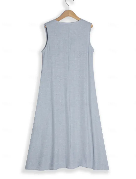 Discount Women's Pink Blue khaki Summer Spring Maxi long Dress Maxi Dress Cotton Linen Dresses Casual Dress Sundress Basic Modern Daily Weekend Loose Fit Plain V Neck Women Dresses
