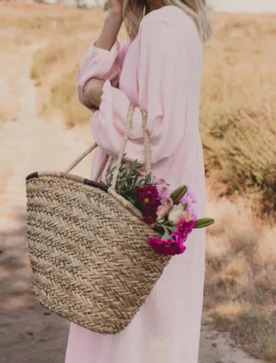 New Women's Pink Orange Rose Red Summer Spring Maxi Dress Linen-Inspired Dresses Casual Dress Basic Modern Daily Weekend Loose Fit Plain V Neck Women Dresses