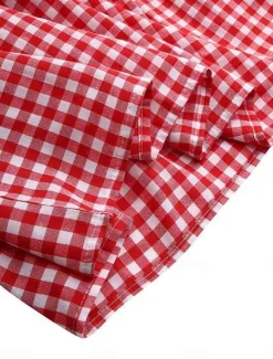 Clearance Women's Plaid Dress Casual Dress Plaid Print Crew Neck Midi Dress Vacation Half Sleeve Summer Women Vacation Dresses