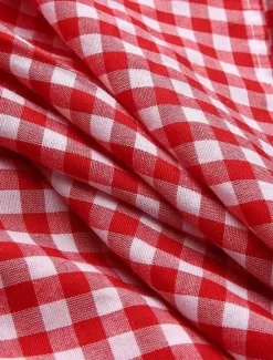 Clearance Women's Plaid Dress Casual Dress Plaid Print Crew Neck Midi Dress Vacation Half Sleeve Summer Women Vacation Dresses