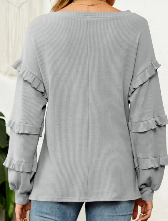 Best Women's Plain Elegant Long Sleeve V Neck Regular Tops Dailywear Spring Fall Winter Women Hoodies & Sweatshirts
