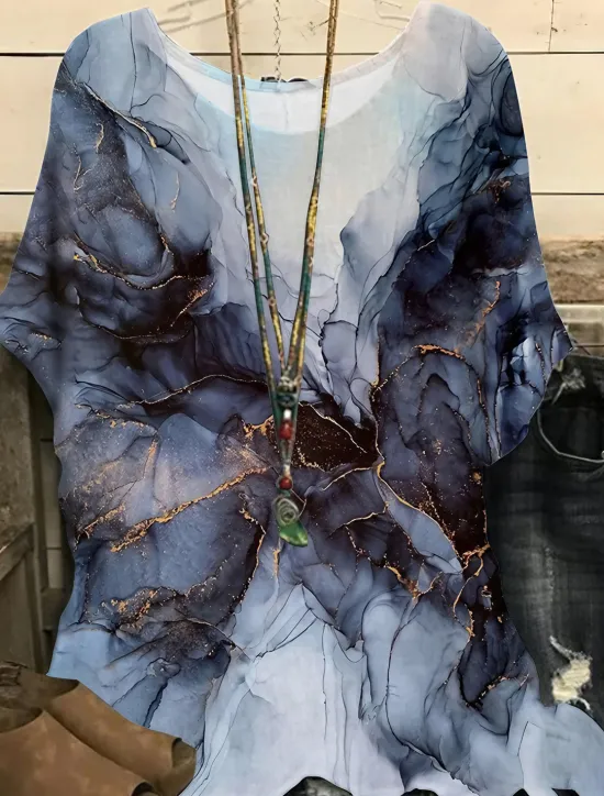 New Women's Plus Size Blouse Chiffon Vintage Streetwear Casual Print Dolman Sleeve Half Sleeve Regular Tops Crew Neck Vacation Daily Going out Black Light Green Gold Green Summer Spring Women Blouses & Shirts|Chiffon Tops